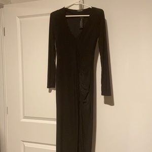 V Neck Black Gown